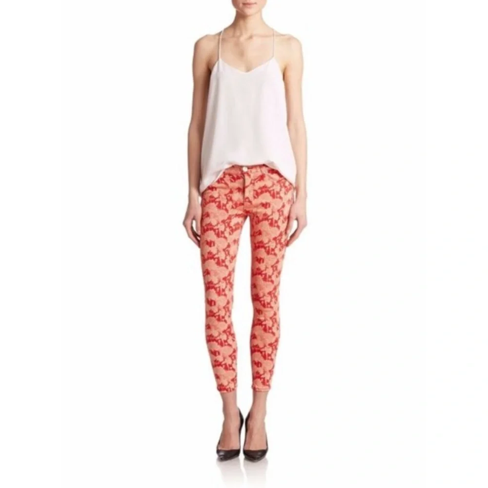 Hudson Flowered Nico Midrise Ankle Super Skinny
